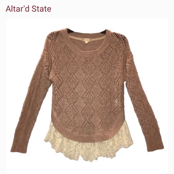 Altr’d State Sweaters - Altr’d State Dusty Rose Bordella Lace Sweater
